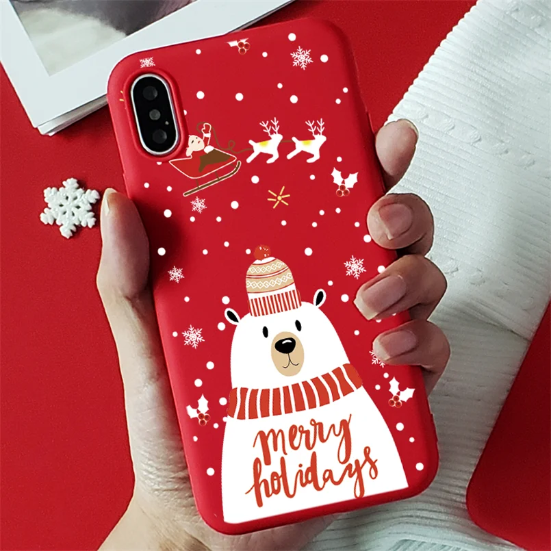 sd1bjx Красный матовый Рождественский Мягкий ТПУ чехол s для iPhone 7 8 6 6S Plus 10 11 Pro XS Max X XR XS чехол для iPhone 7 Plus чехол для телефона - Цвет: sd1bjx