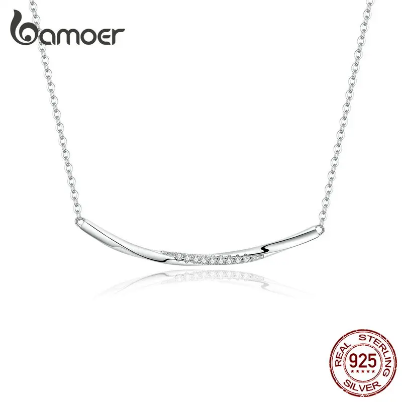 Bamoer минималистичное серебряное 925 ювелирное изделие, прозрачная волна, чокер CZ для женщин, женские ювелирные украшения, подарки, аксессуары BSN130