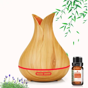 

150ml Mini USB Electric Ultrasonic Air Humidifier Aroma Essential Oil Diffuser with Wood Grain 7 LED Lights for Office Home