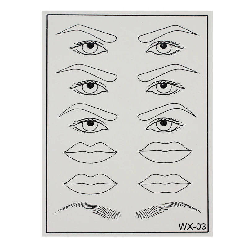 

1PC Silicone Tattoo Permanent Makeup Fake Practice Skin Eyeliner Eyebrow & Lips For Beginner Beauty Supply