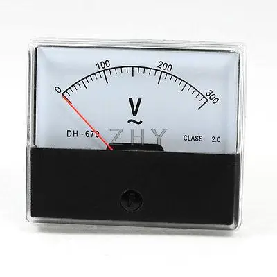 

AC 0-300V Fine Tuning Rectangle Dial Panel Analog Voltage Meter Voltmeter