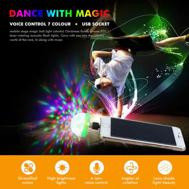 USB мини светодиодный RGB диско сценический светильник вечерние Клубные DJ KTV магический телефон шар лампа USB гаджеты