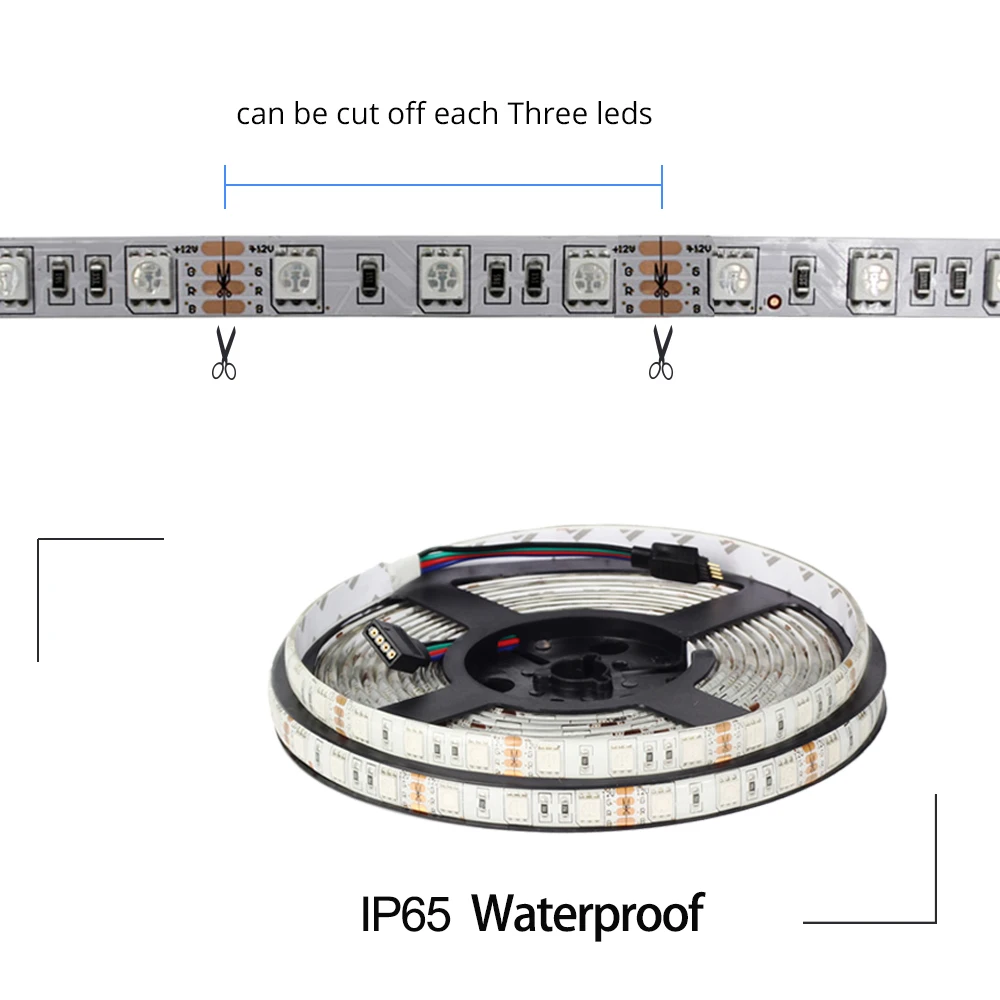 5 м гибкий IP65 Водонепроницаемый Светодиодные ленты свет светодиодный RGB 5050 лампы + 5-24 В 20 клавиши музыка RF пульт дистанционного управления +