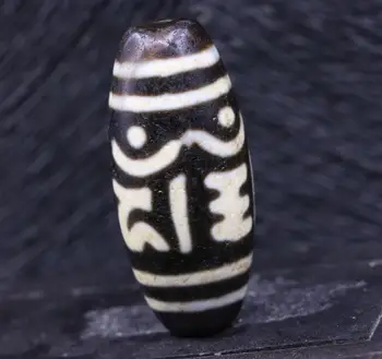

Treasure Magic LKbrother Top Quality Magic Power Tibetan Old Agate OM Wishing True Words Large dZi Bead Totem 56*25MM