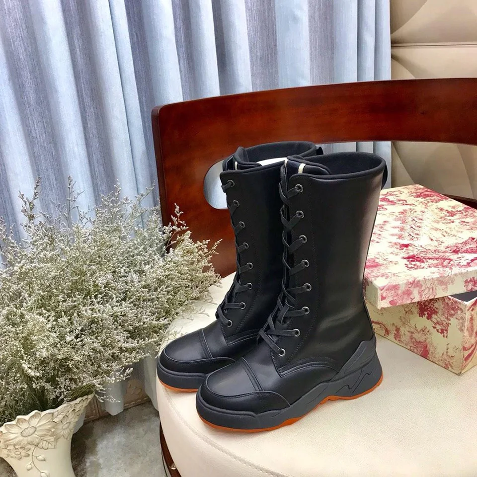 

BELLECOM 2019 Autumn and Winter New Leisure Fashion Martin Boots Leather British Wind Thick Bottom High Boots