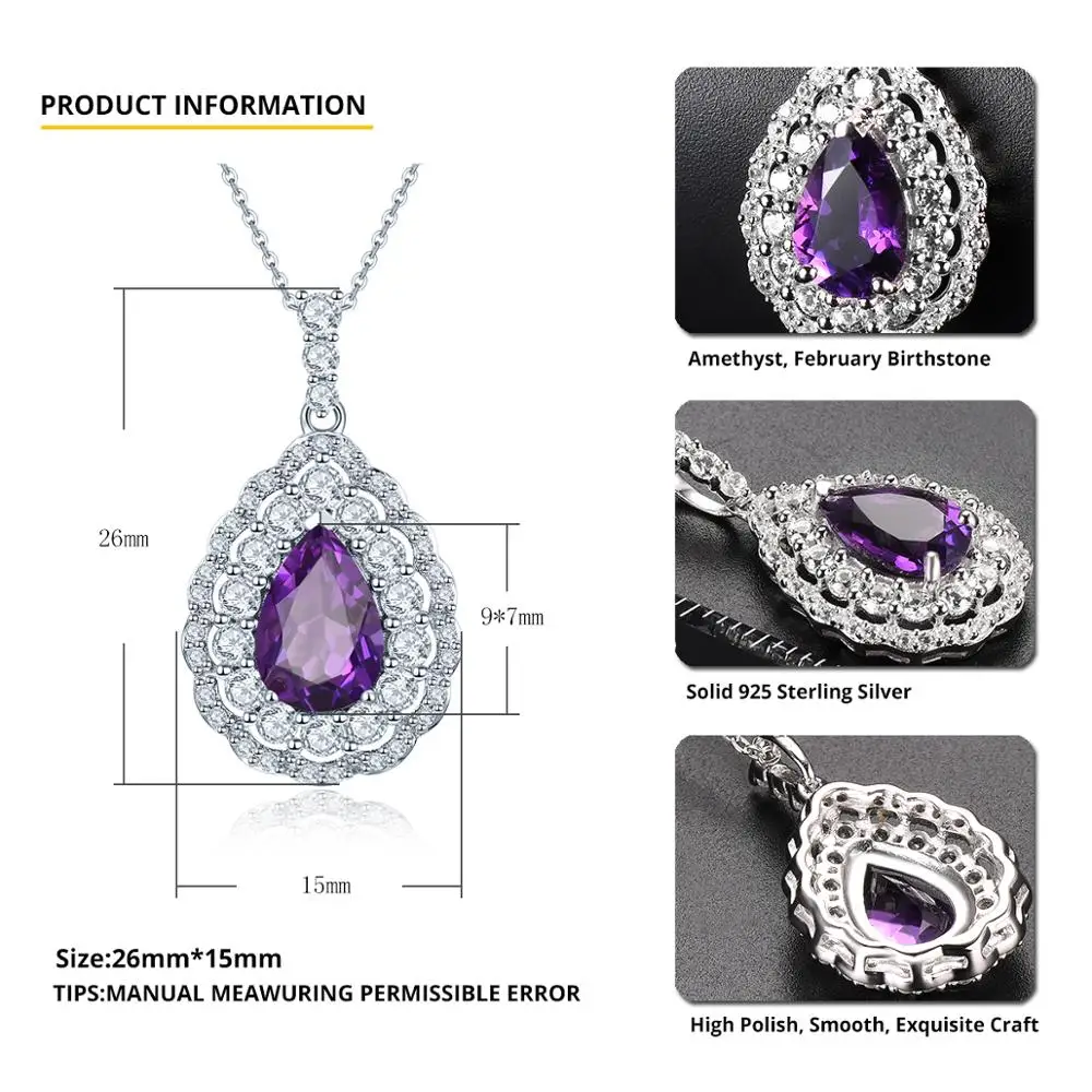 Hutang 1.92ct Кулон из настоящего аметиста драгоценный камень Твердое Серебро 925 пробы ожерелье изящные элегантные ювелирные изделия в форме кубиков для женщин Новинка