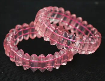 

Natural Rose Quartz Pink Big Bracelet Mozambique Star Light Stretch Woman Men 21x9mm Clear Rectangle Beads Crystal AAAAA