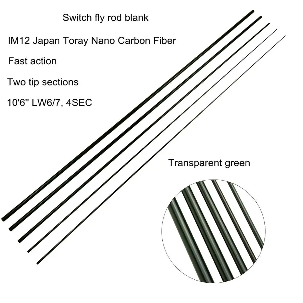 Aventik IM12 Nano Switch Fly Rod заготовки 10'6'' LW6/7, 4 сек быстрое действие, два наконечника