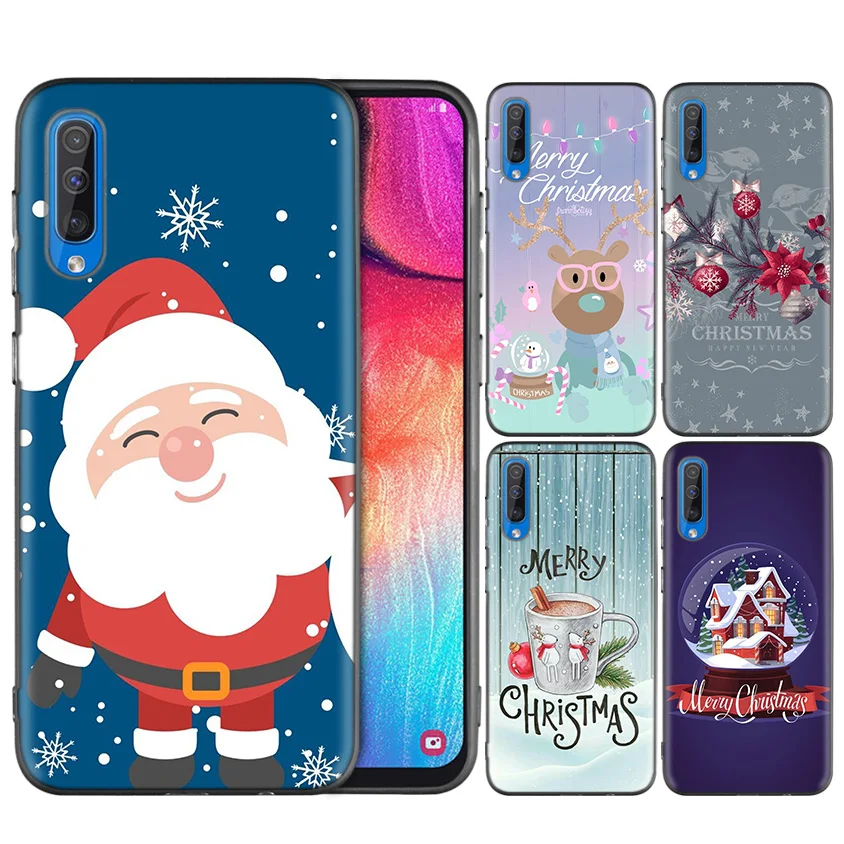 

Black Silicone Case Cover for Samsung Galaxy A7 A9 2018 A10 A20 A30 A40 A50 A60 A70 A80 A20E A10E A10S Coque Capa Christmas New