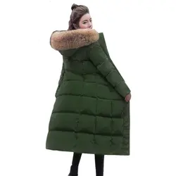 Большое теплое Женское пальто с натуральным мехом 2019, зимняя женская куртка с воротником из натурального меха, пуховик для женщин, зимнее