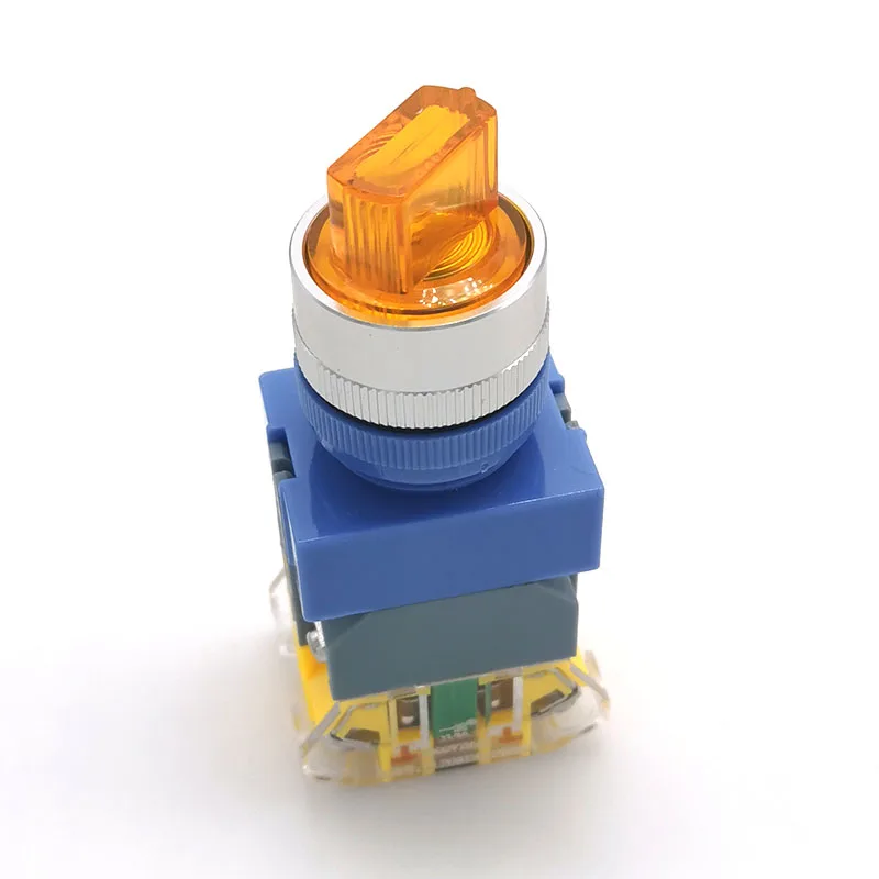 LAY37 поворотный подсветкой 22 мм кнопочный переключатель 2 Позиция 3 поддержание позиции селектор светильник выключатели со светодиодной лампы Y090 LAY7 - Цвет: Цвет: желтый