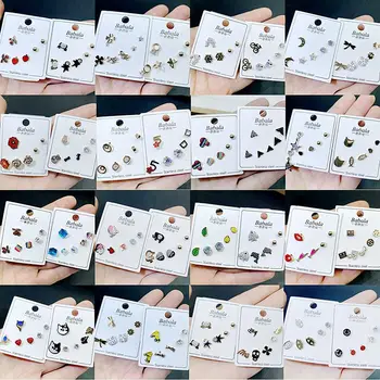 

30 Pairs/lot fashion women stainless steel earring lot jewelry wholesale top quality stainless steel jewelry earrings 200731-77