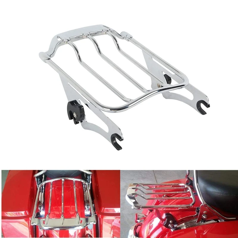 Luggage Rack Detachable Two Up Air Wing Rack for Harley Touring Models Street Road King Glide 2009- FLHR FLHX FLTR Ultra Cla