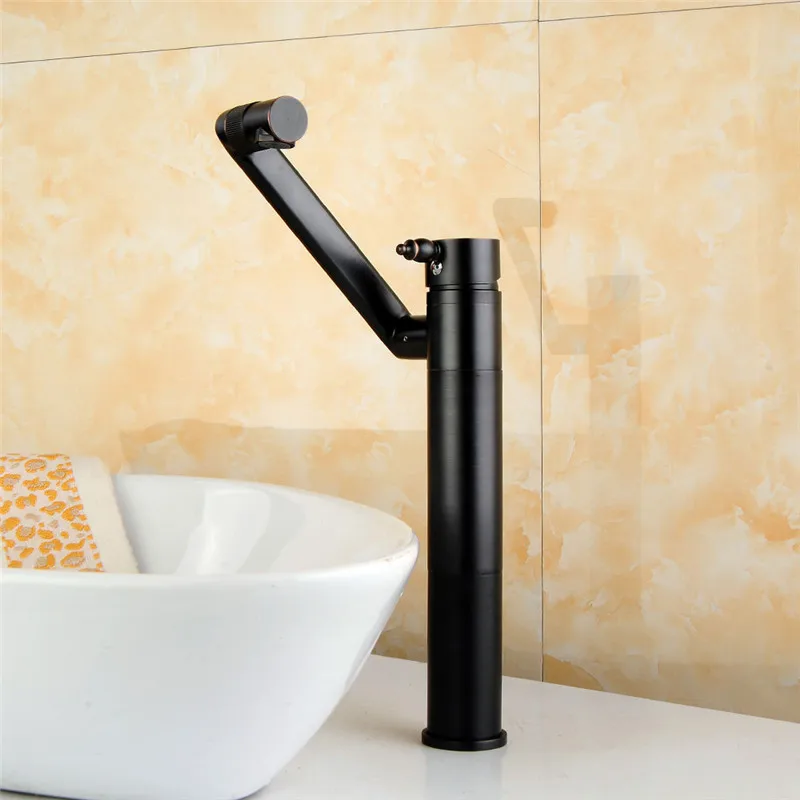 black oil tall Vidric кран для раковины, водопроводный кран для ванны, 360 градусов, поворотный золотой кран для ванной комнаты, кран для раковины с одной ручкой, смеситель для горячей и холодной воды C - Цвет: black oil tall