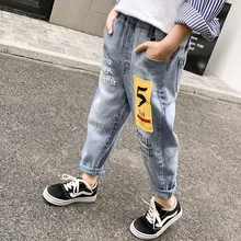 Осенние детские джинсы, брюки большого мальчика, повседневные брюки в Корейском стиле для мальчиков