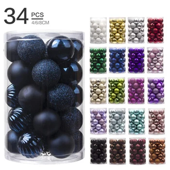 

24/34pc Christmas Glitter Baubles Ball Christmas Ornaments Painted Suit Christmas Tree Party Embellishment Christmas Decoration