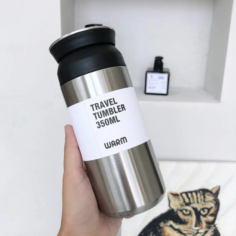 Silver Термос из нержавеющей стали, чашка Crearive, простая Мода для мужчин и женщин, портативная чашка, вакуумная колба, бутылка для питья - Цвет: Silver