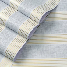 Simple Modern Wallpaper Gray Gold Stripe PVC Waterproof Self-adhesive Bedroom TV Background Wall Furniture Renovation Sticker