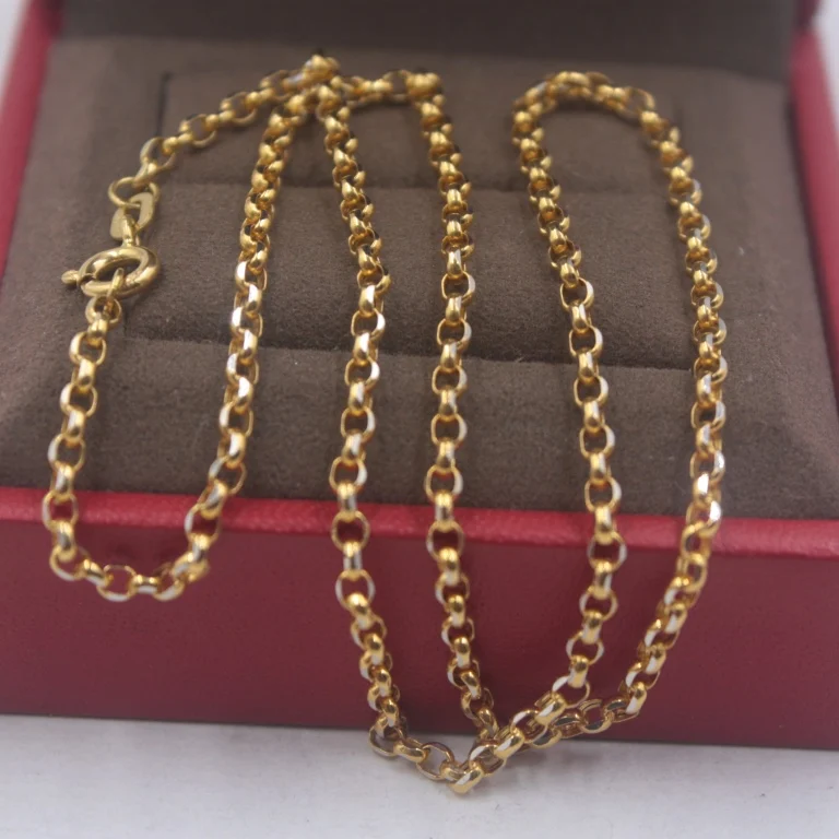 18K Yellow Gold Тонкая чистая Au750 18K желтая Роза Золотая цепочка для женщин и мужчин 2,5 мм кабель Rolo Link ожерелье - Цвет камня: 18K Yellow Gold