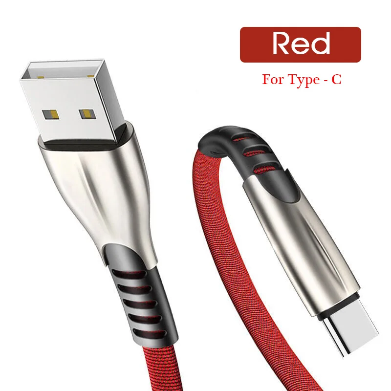 Кабель для быстрой зарядки 1 м 2 м type C type-C type C Micro USB кабель мобильного телефона USB шнур 3A нейлоновое зарядное устройство данные андроида линия - Цвет: Red-TypeC