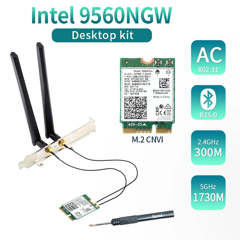 9560ngw-Wifi-Card Antenna-Set Intel Bluetooth5.0 Wireless Desktop-Kit Dual-Band 2030mbps