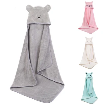 

Baby Poncho Bath Towel Velvet 90X90cm Fleece Hood Infant Towel Blanket Newborn Hooded Towel Infant Baby Spa