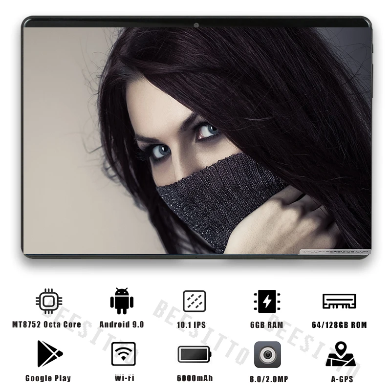 10,1 дюймовый планшетный ПК, ОС Android 9,0, четыре ядра, 3G, 4G, FDD LTE, 6 ГБ ОЗУ, 128 Гб ПЗУ, 1280x800, WiFi, AGPS, Bluetooth+ подарки
