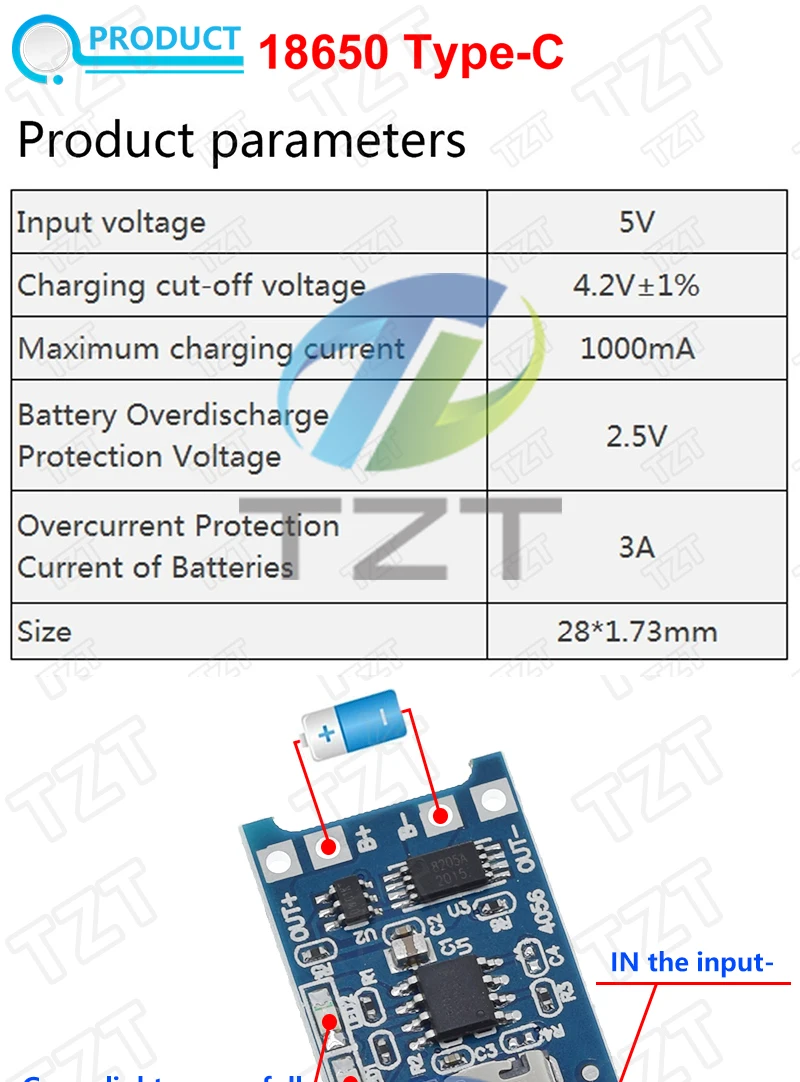 TZT 5 Stück Micro-USB 5 V 1 A 18650 TP4056 Lithium-Batterie-Ladegerät-Modul Ladeplatine mit Schutz Doppelfunktionen 1 A Li-Ion – Detail 11