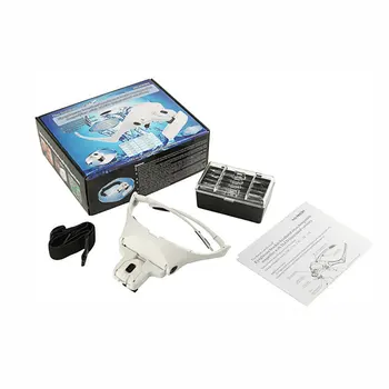 

5 Lens Double Led Light Glasses White Head-Mounted Magnifying Glass Head-Mounted Glasses Magnifying Glass