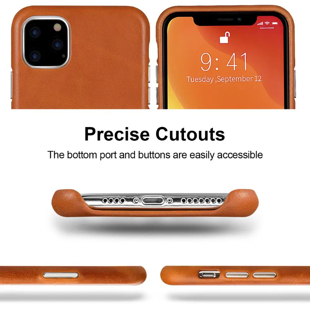 Jisoncase iPhone 11 Pro кожаный чехол, ультра тонкий и тонкий мягкий кожаный чехол с защелкой для iPhone 11 Pro 5,8 ”