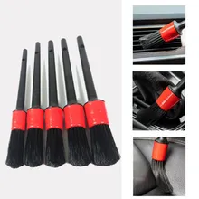 5 Pcs Car Detailing Cleaning Tool Natural Boar Hair Brushes For Car Interior Gap Rims Dashboard Wheel Air Vent Trim