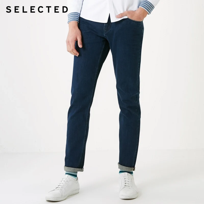 Отборные мужские смеси хлопка лайкра легкие стрейч Выцветшие джинсы C | 419132504 - Цвет: DARK BLUE DENIM
