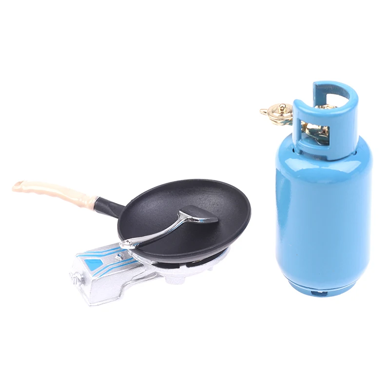 Miniature Kitchen Alloy Gas Stove Tank Utensils Tool Toy 4Pcs/Set 1/12 Dollhouse Utensil Toy for Kids