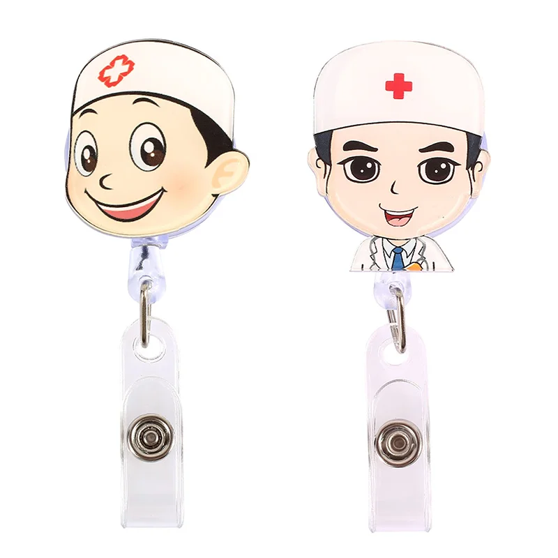 2pcs Male nurse Выдвижной вытягивающийся значок HolderReel держатели документов акриловые офисные аксессуары медсестры ID Имя карты Экспонент ключ-ID-бейдж держатель - Цвет: 2pcs Male nurse