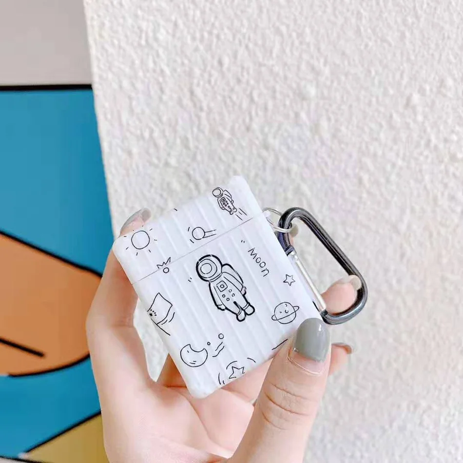 A1 Для AirPods чехол 3D личность пара изогнутый костюм чехол Чехол для Airpods 2/i10/i11TWS Защитная крышка с крючок карабина - Цвет: A1