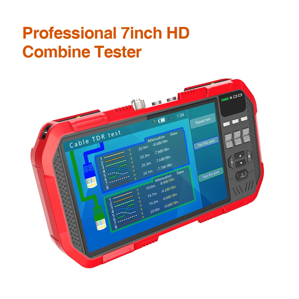 

7" H.265 4K IP HD CCTV Tester Monitor AHD CVI TVI Camera Tester PTZ 8MP WIFI POE 12V Video Cable Testing HDMI Camera Tester
