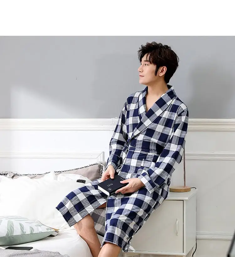 Хлопковый материал кимоно мужские s халат мужские s Pijama Gawn 1299