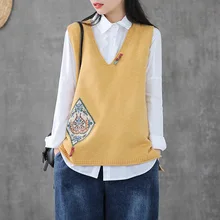 Фея натуральный весенний зимний женский Повседневный Вязанный свитер жилет с v-образным вырезом простой удобный женский Топ жилет без рукавов