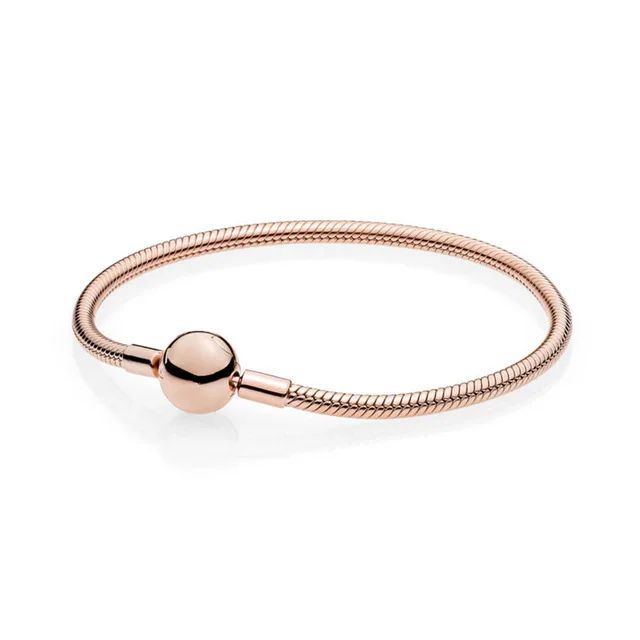 PDB SL 03 925 Sterling Silver carat smooth round button silver plate Rose Charm Bracelet for parties - Цвет камня: 580728