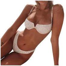 JAYCOSIN минималистичный купальник с точечным принтом, женский сексуальный пуш-ап бюстгальтер с мягкими чашечками, пляжный комплект бикини, купальник с принтом