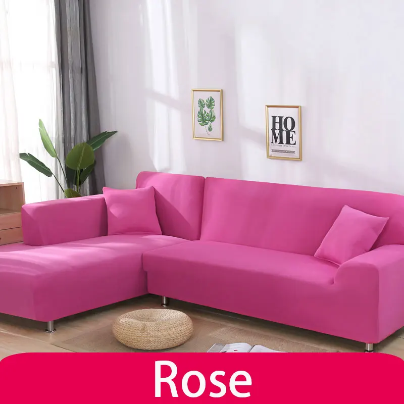 rose Чехлы для диванов современные l-образные чехлы для диванов одноцветные чехлы для диванов на два и три сиденья SA47097 - Цвет: rose