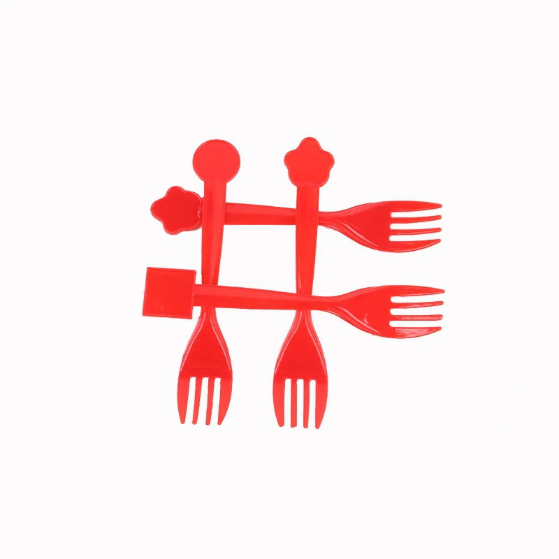 Volcano Dinosaur Tableware Set Kids Birthday Baby Shower Cartoon Kids' Party Decor Favor Supplies - Цвет: RED forks 10pcs