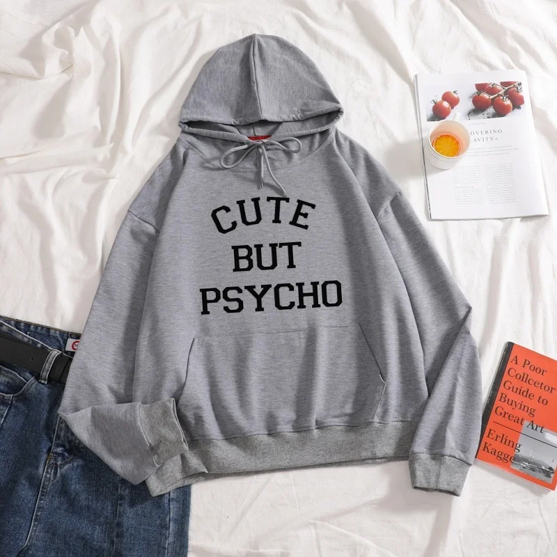 

New 2020 CUTE BUT PSYCHO Hoodies Graphic Aesthetic Casual High Quality Cotton Top Girl like hoodies women autumn sweatershirt