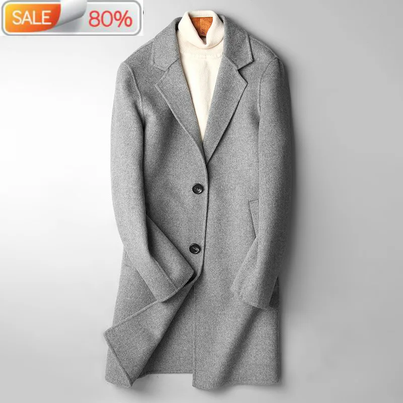 

Spring Autumn 100% Wool Coat Men Long Jacket Korean Fashion Mens Coats and Jackets Erkek Mont 2020 B19N007096A B24276