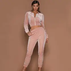 Conjunto de 2 piezas de pantalones para mujer, chándal de otoño, ropa Sexy de salón, pantalones apilados, Top, ropa a juego, moda coreana 2020