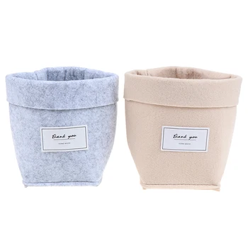 

Reuseable Multifunction Storage Bag Home Desktop Flowerpot Gray/Khaki Felt Flower Pots Mini Succulents Planter Pot Letters Print