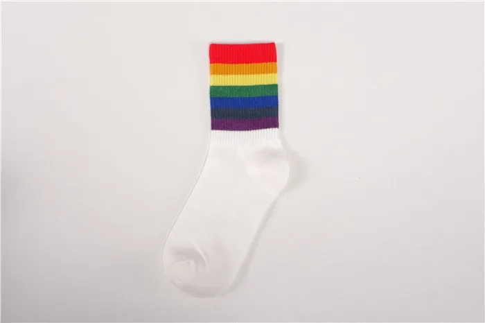 Rainbow 05 Новые модные радужные носки хлопковые спортивные носки для велоспорта милые женские носки в Корейском стиле в стиле хип-хоп женские длинные носки Harajuku уличная одежда Sox - Цвет: Rainbow 05