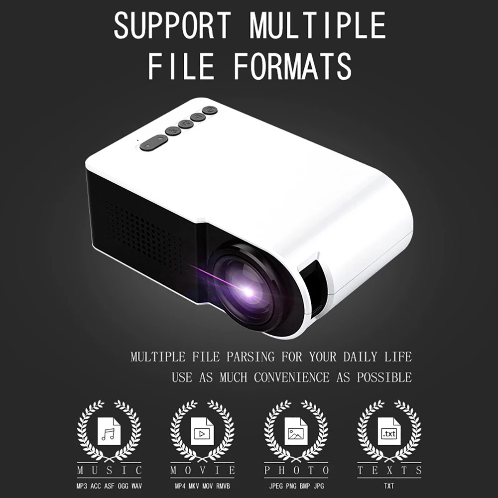 YG210 Mini Portable Projector LED 600 Lumen Supports 1080p HD Playback 3.5mm Audio HDMI USB Home Media Player_voghion.com