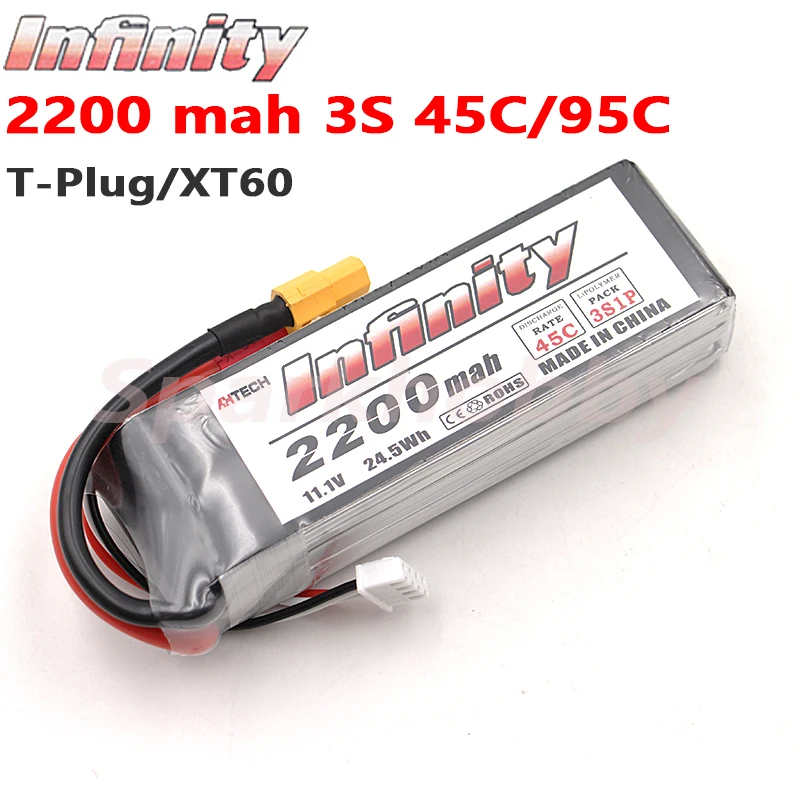 Литий-полимерная аккумуляторная батарея Infinity 2200 мАч 45C/95C 3S 11 1 В T-Plug XT60 выходные