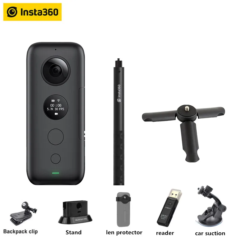 Insta360 ONE X VR 360 панорамная камера для iPhone и Android 5,7 K видео 18MP фото Экшн-камера для дайвинга чехол для Insta360 - Цветной: Kit B with stick